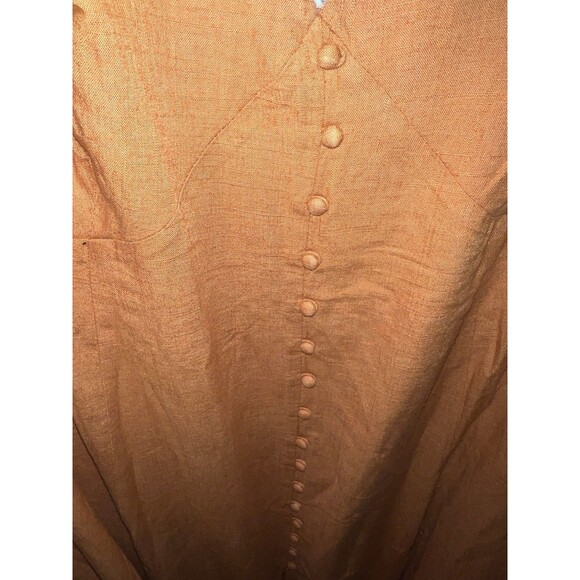 The Drop Blanca Linen Maxi Dress Womens 4X Button-Front V-Neck Golden Orange New - Picture 4 of 13